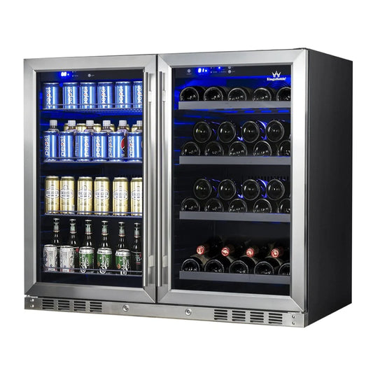 KingsBottles 39 Inch Under Counter Wine And Beer Fridge Combo