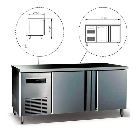 KingsBottle 59" Two Stainless Steel Door Back Bar Cooler-On Sale