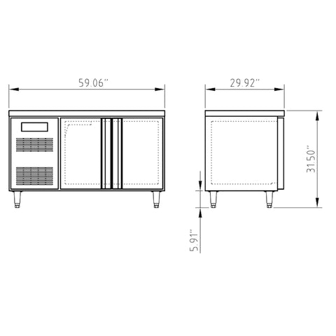 KingsBottle 59" Two Stainless Steel Door Back Bar Cooler-On Sale