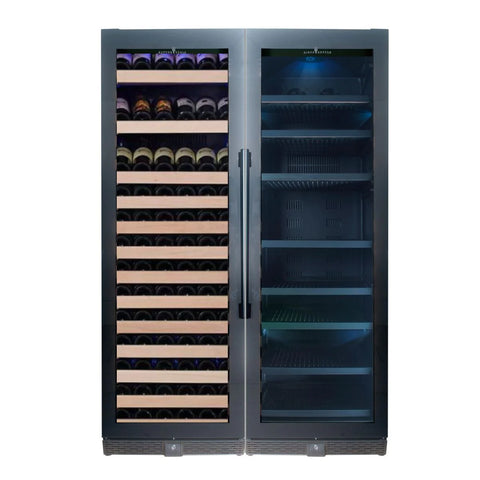 KingsBottle 72" Large Wine And Beverage Cooler Drinks Combo With Clear Door With Stainless Steel Trim