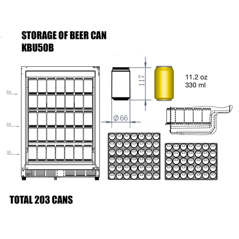 KingsBottle 24 Inch Under Counter Beer Cooler Fridge Built In