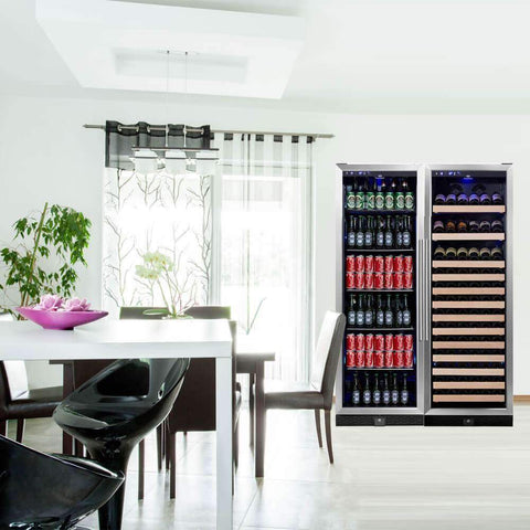 KingsBottle 72" Large Wine And Beverage Cooler Drinks Combo With Clear Door
